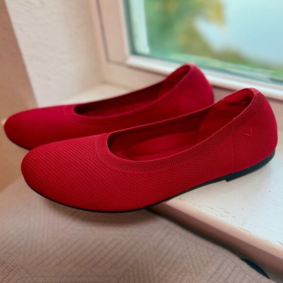 Vivaia Shoes - VIVAIA Round-Toe Flats (Claire) in Ruby Red Women’s Size 41.5 (US 11)